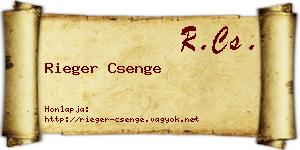 Rieger Csenge névjegykártya